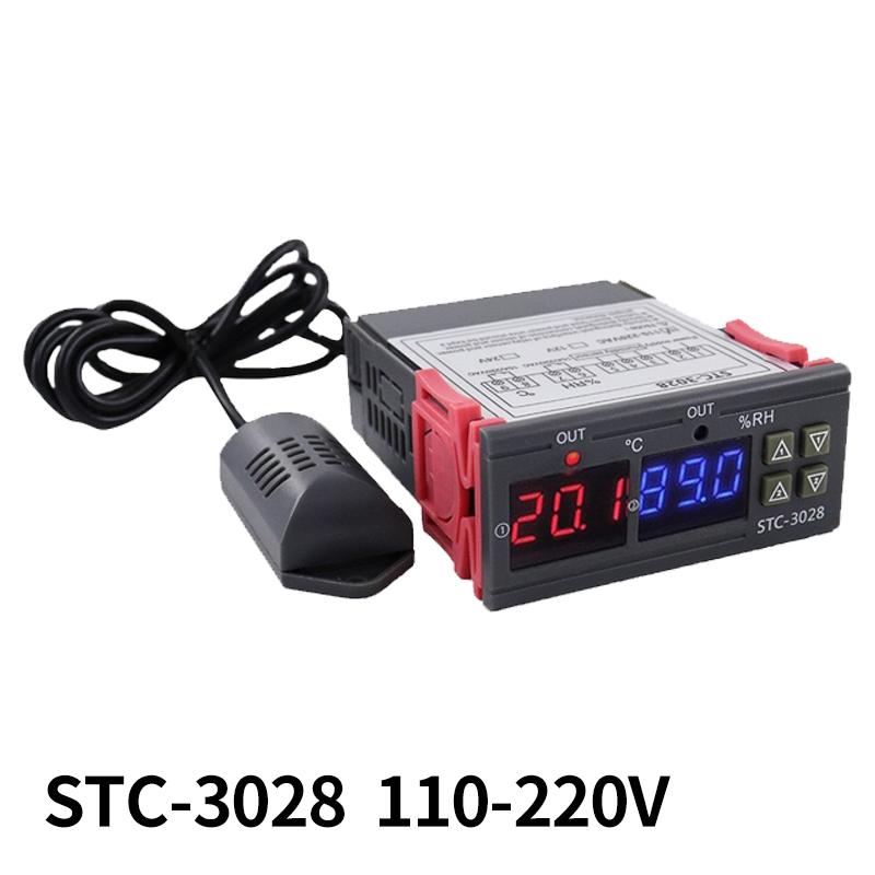 STC-3028 Dual Digital Temperature Humidity Controller 12V 24V 220V Thermoregulator Thermostat for Heating Cooling in Incubator
