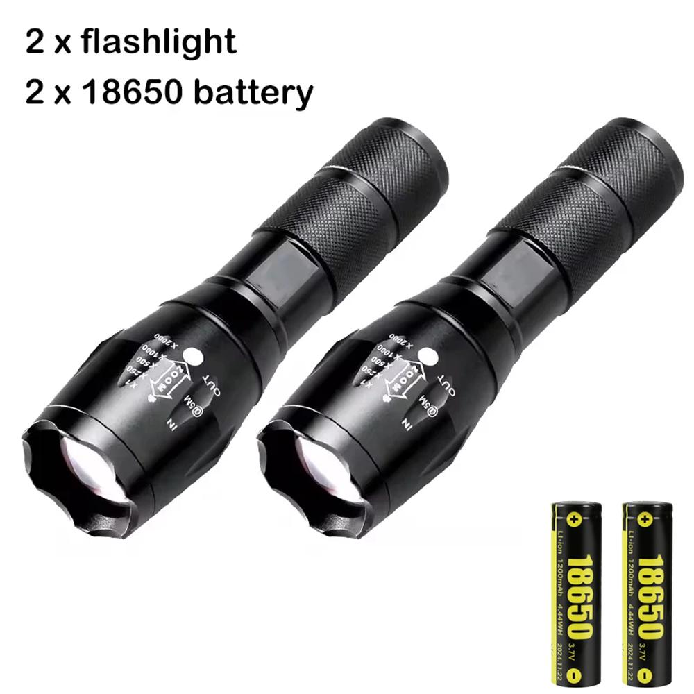 High Power Led Flashlights Camping Torch 5 Lighting Modes Aluminum Alloy Zoomable Light Waterproof Material Use 3 AAA Batteries