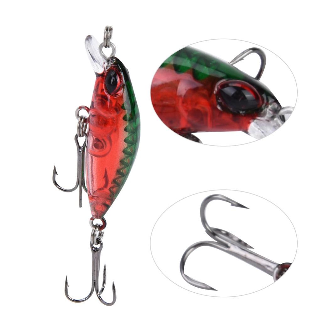 5PCS with Treble Hook Lifelike Artificial Bait ABS Fishing Lures for Bass Trout Catfish Pike Perch