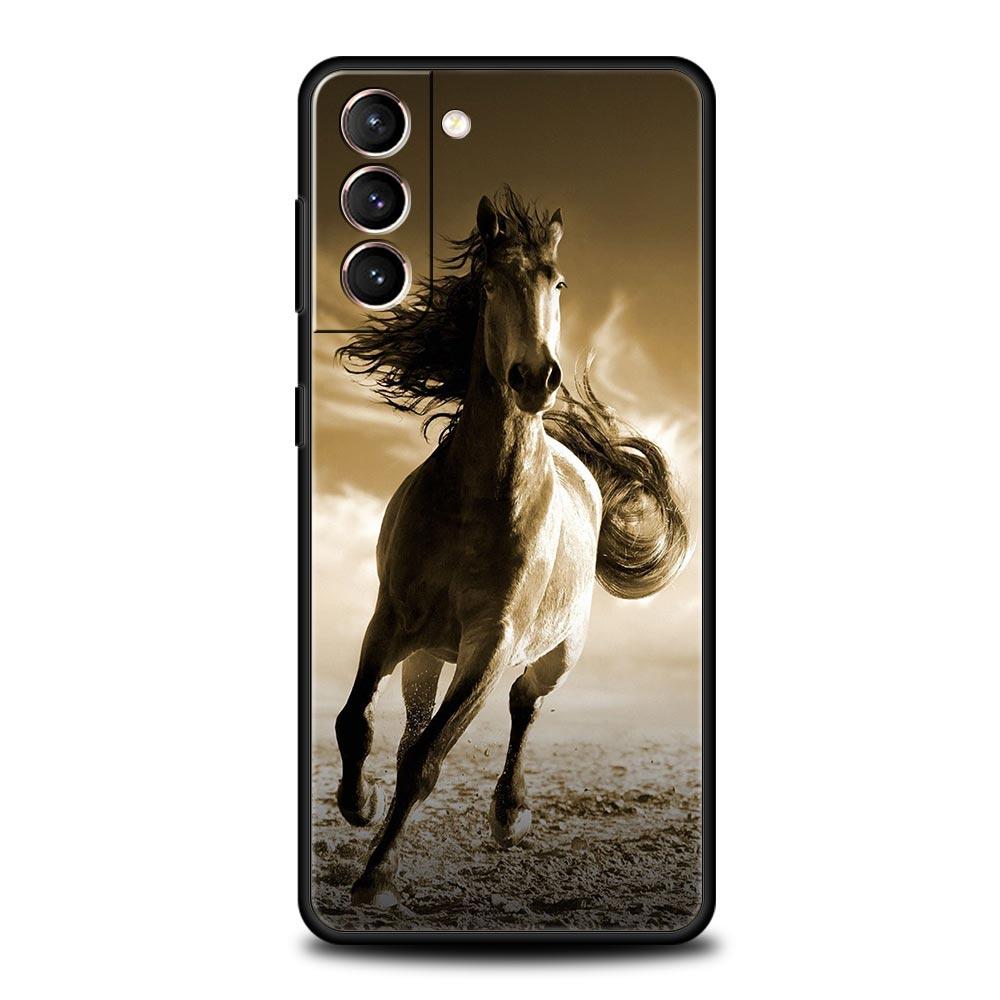 Running Horse Animal Phone Case For Samsung Galaxy S24 S23 S22 S20 Ultra S21 FE 5G S10 S9 Plus S10E Soft Silicone Cover