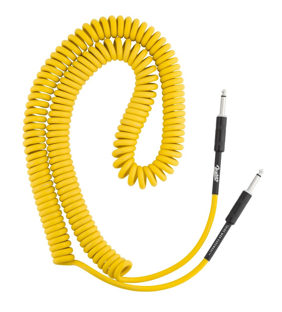 Свернутый кабель Fender x Third Man 30', фурнитура, желтый.