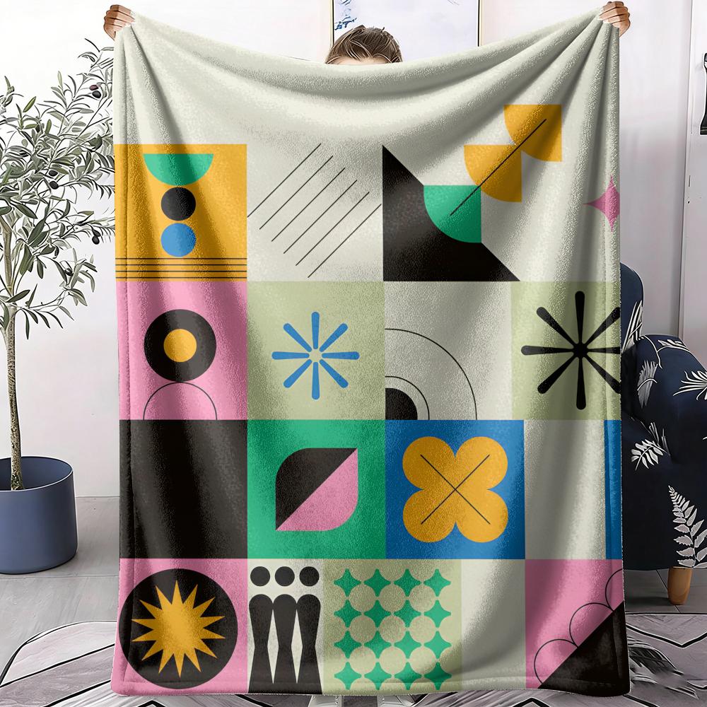 Colorful Vectors Throw Soft Flannel AC Blanket Lightweight Summer Nap Throw Cozy Blanket for Sofa Bed Travel Home