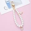 Винтажная корейская мода жемчужный брелок для женщин и девочек золотая металлическая цепочка