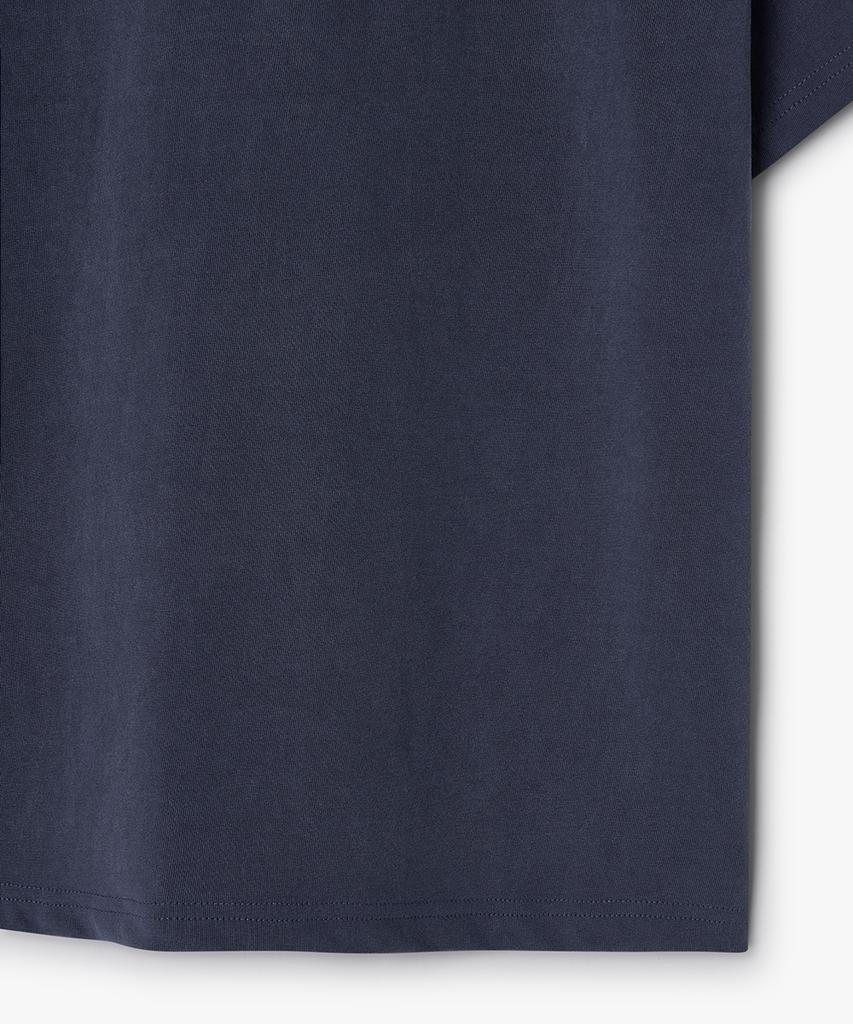 WEST GRAND BOULEVARD Halo Pigment Henley Neck T-Shirt Navy