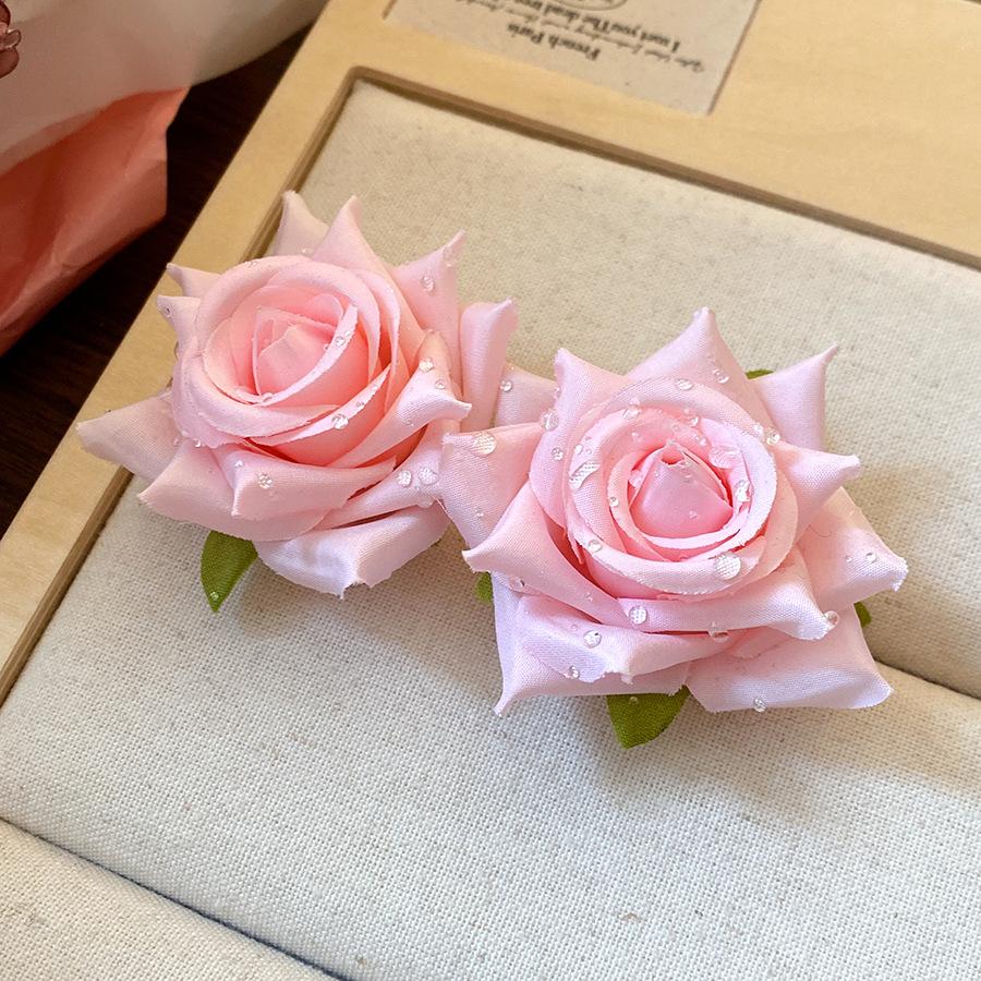Beach Vacation Fabric Flower Stud Earrings Sweet Elegant Luxury Jewelry for Women