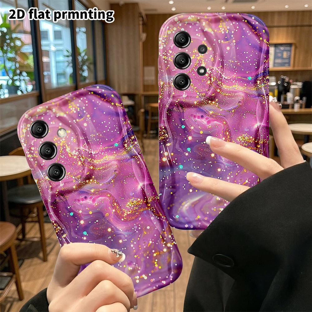 Phone Case: 2D flat, fits Samsung Galaxy A34 A35 M05 M06 S20 S22 S21 FE Plus 5G, purple-pink gilded fluid, perfect holiday gift for Christmas and Hall