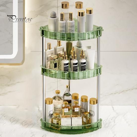 Угловой органайзер для ванной комнаты, стойка для хранения, большая вместимость, 3 уровня, 90 градусов, дизайн, органайзер для косметики, поднос для духов