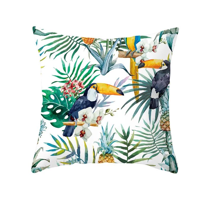Tropical Pillow Cover Polyester Printed Leaf Cushion Case Sofa Home Decor xcm Bedroom Living Room Throw Pillowcase Gift