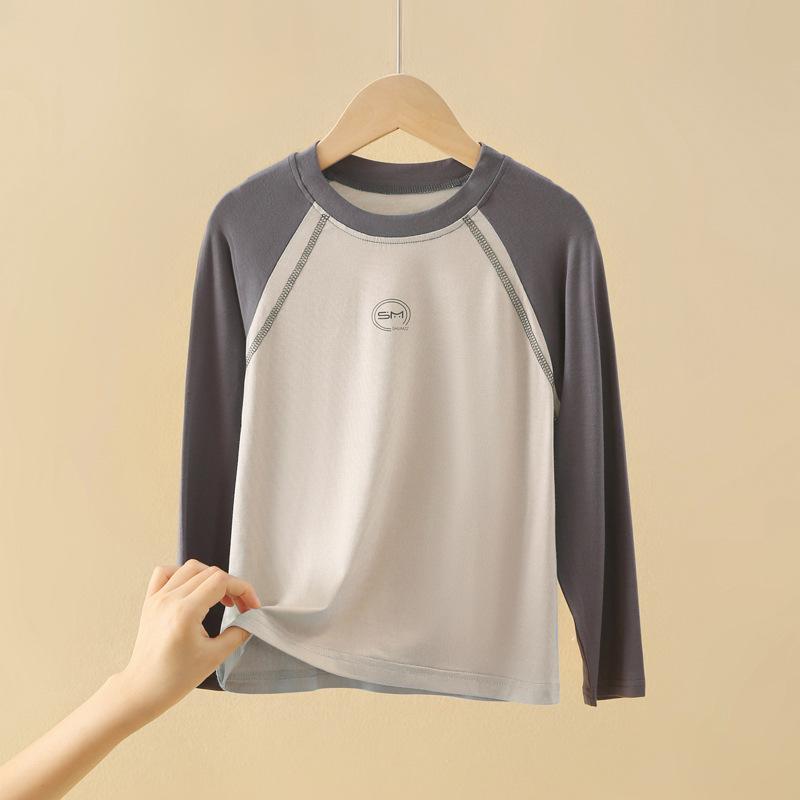 Модальная футболка с длинным рукавом для мальчиков на весну и осень - Облегающий базовый слой для детей и подростков