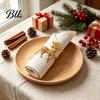 Silver Table Decor Christmas Deer Napkin Ring, Faceted Metal Elk Holder, Reusable Rings Ring for Xmas Holiday Wedding Receptions Dining Decoration