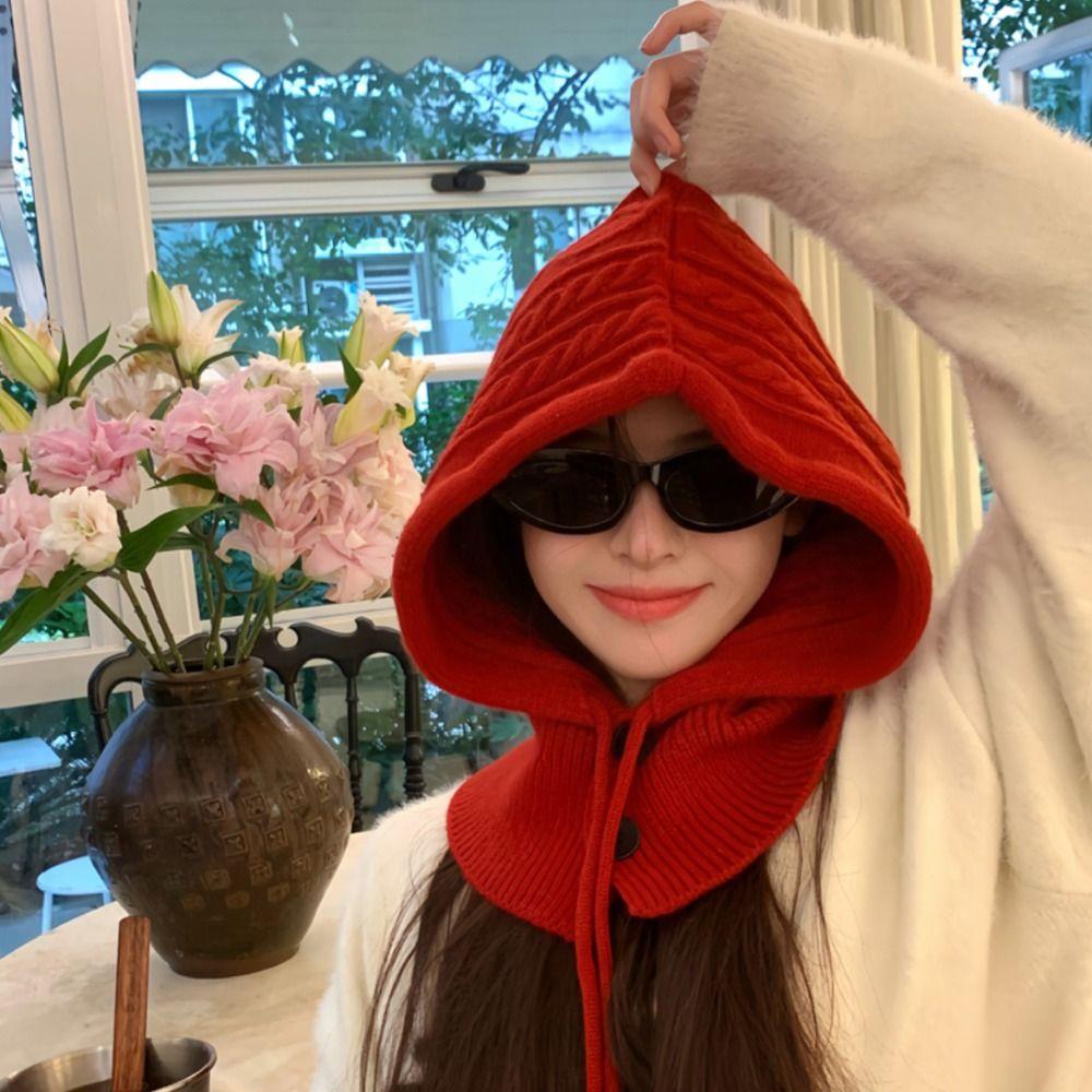 Thickened Knitted Neckerchief Windproof Pullover Cap Beanies Hat Winter Balaclavas Cap Outdoor