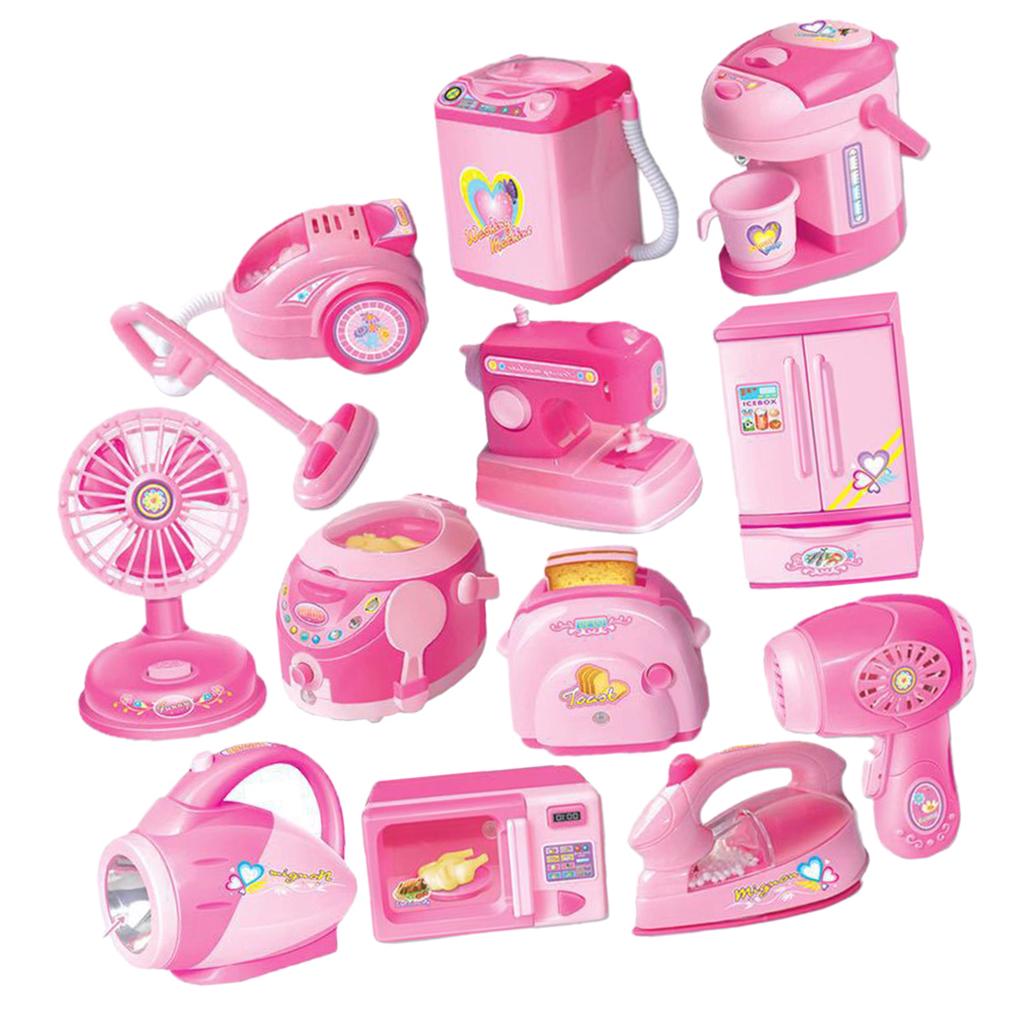 12 Pieces Mini Flash Kitchen Home Appliances Set Toys for Kids Pretend Play