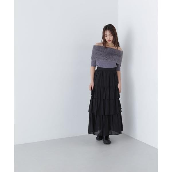 Natural Beauty Basics Shaggy Knit Sweater for Women Off-the-Shoulder