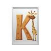 Żyrafa Z Literką K - Radosny Plakat Dla Dzieci Żyrafa Z Literką K - Radosny Plakat Dla Dzieci, 70X100 Cm, Rama Drewniana Ciemny Brąz, Papier Matowy 23