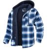 Men's Flannel Shirt Jacket with Removable Hood Plaid Quilted Lined Winter Coats Thick Hoodie Outwear Man Fleece Shirts