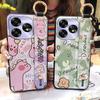 Shockproof Protective Phone Case For UMIDIGI A15/A15C Wristband Cartoon Kickstand Waterproof Durable Soft Case Ring Cute