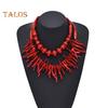 2 Pcs/Set Women Necklace Set Faux Coral Stackable Bohemian Rice Bead Adjustable Length Smooth Lady Vacation Beach Neck Jewelry