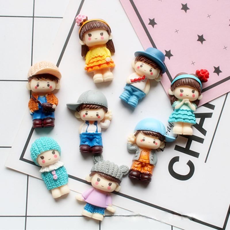 1PC Cute Cartoon Resin Boy Girl Child Cream Mobile Phone Case Laptop DIY Decoration Sticker for Students Phone Accessories