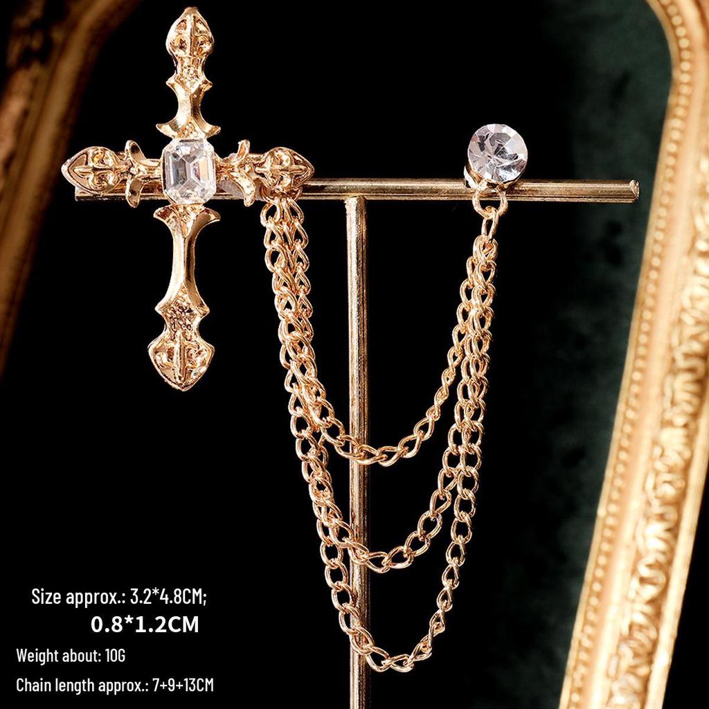 Baroque Rhinestone Pearl Corsage Necklace Brooch - Retro British Court Suit Accessory