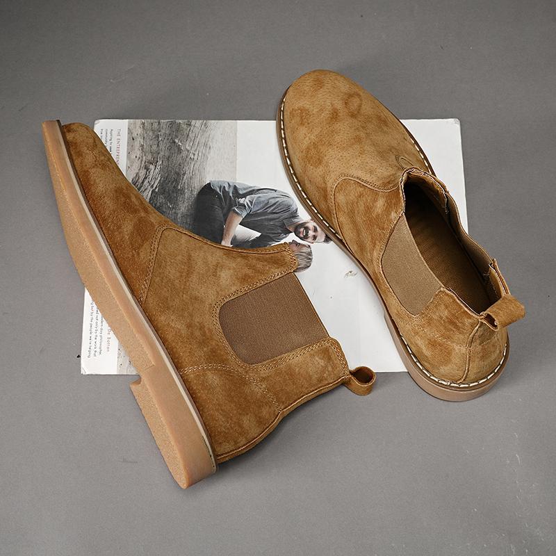 Модные базовые ботинки, мужская обувь, модные брендовые ботинки «Челси», зимние замшевые кожаные винтажные ботильоны, теплые меховые, классические, повседневные, офисные, ручная работа