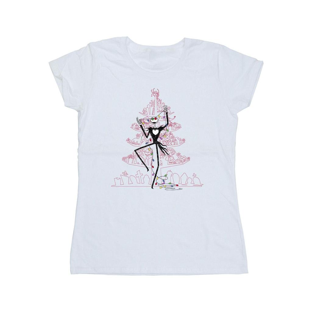 Disney Womens/Ladies The Nightmare Before Christmas Tree Pink Cotton T-Shirt
