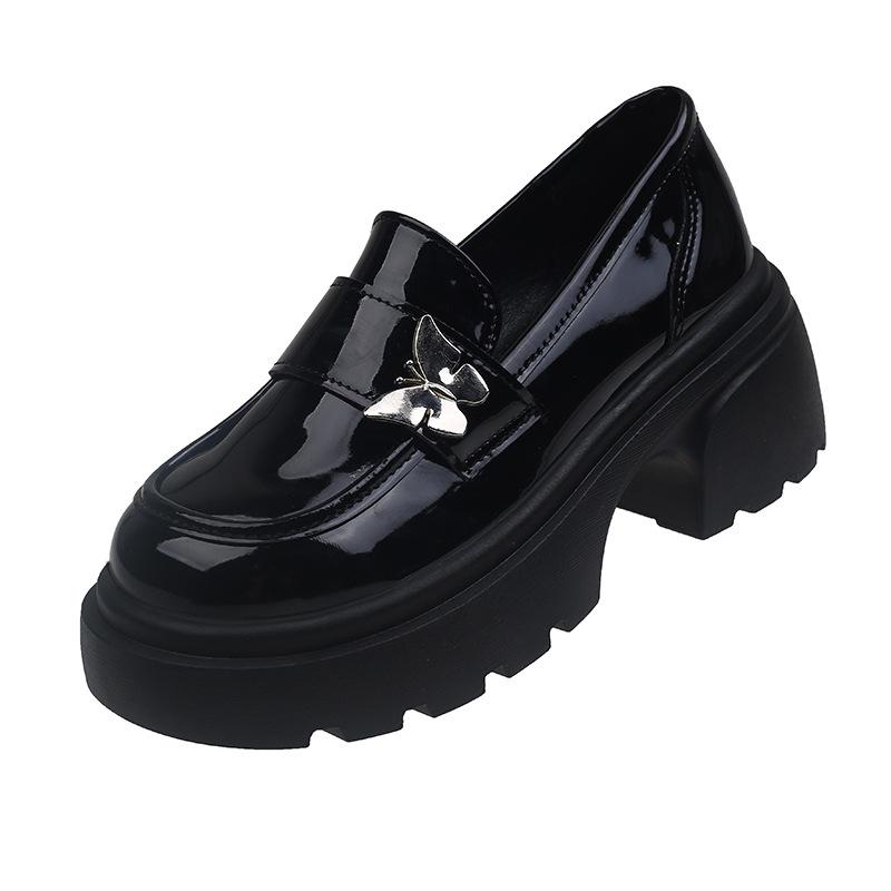 Весенние туфли на толстой подошве женские металлические бабочки ретро одношаговые с юбкой Jk маленькие кожаные туфли женские модные женские летние дышащие туфли