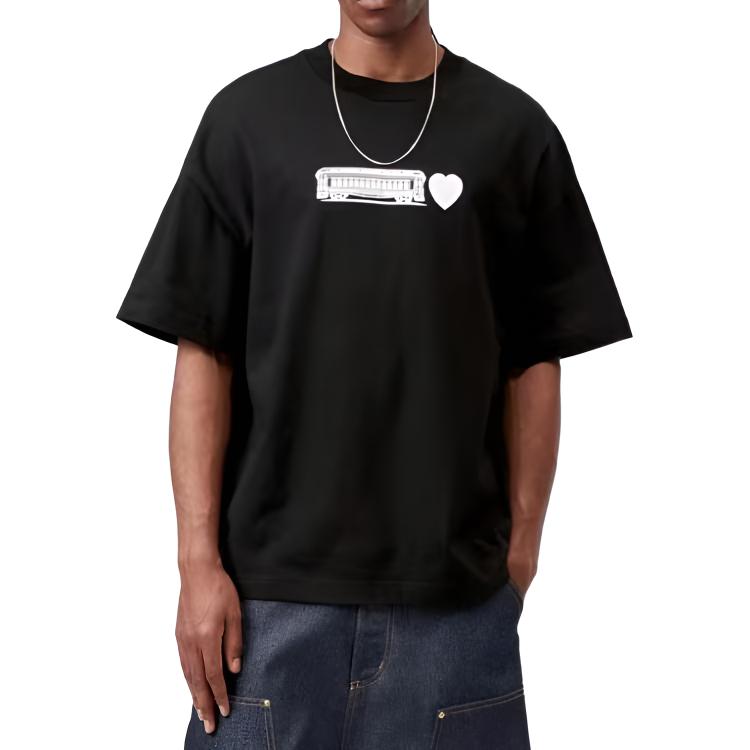 Carhartt WIP SS26 Футболка с деконструированным логотипом, короткий рукав, свободный крой, принт спереди, повседневная, с круглым вырезом, унисекс, I036008-89-XX