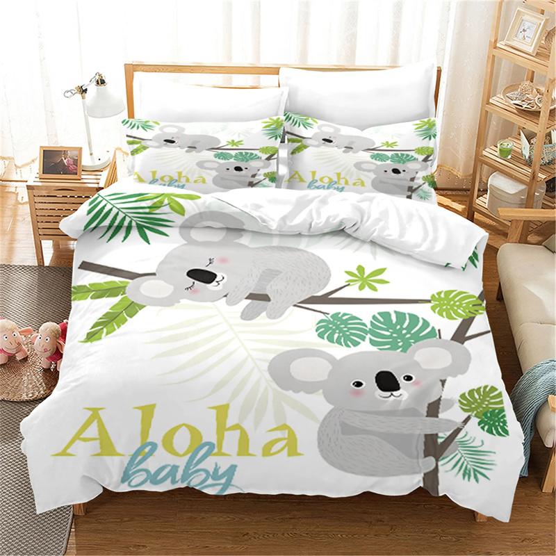 Cartoon Koala Duvet Cover King Queen Lovely Animal Bedding Collection For Kids Teens Adults Wildlife Quilt Cover With Pillowcase 23Pcs
