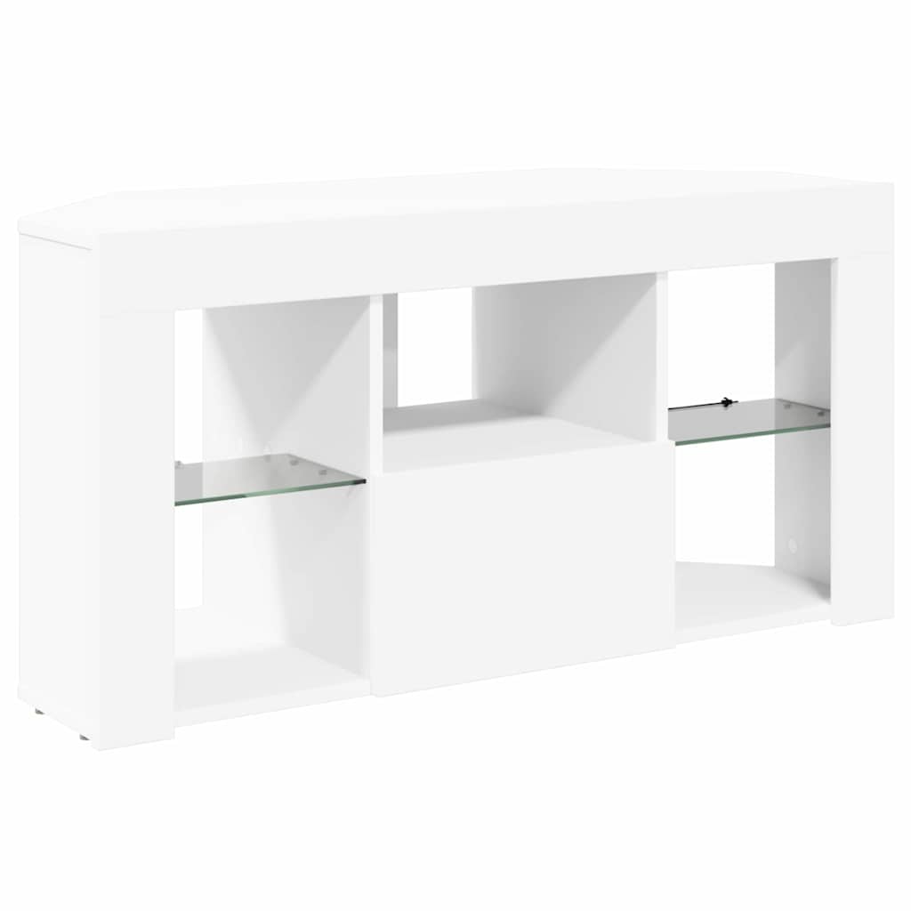 Corner LED TV Cabinet White 100 x 40 x 50 cm Particleboard