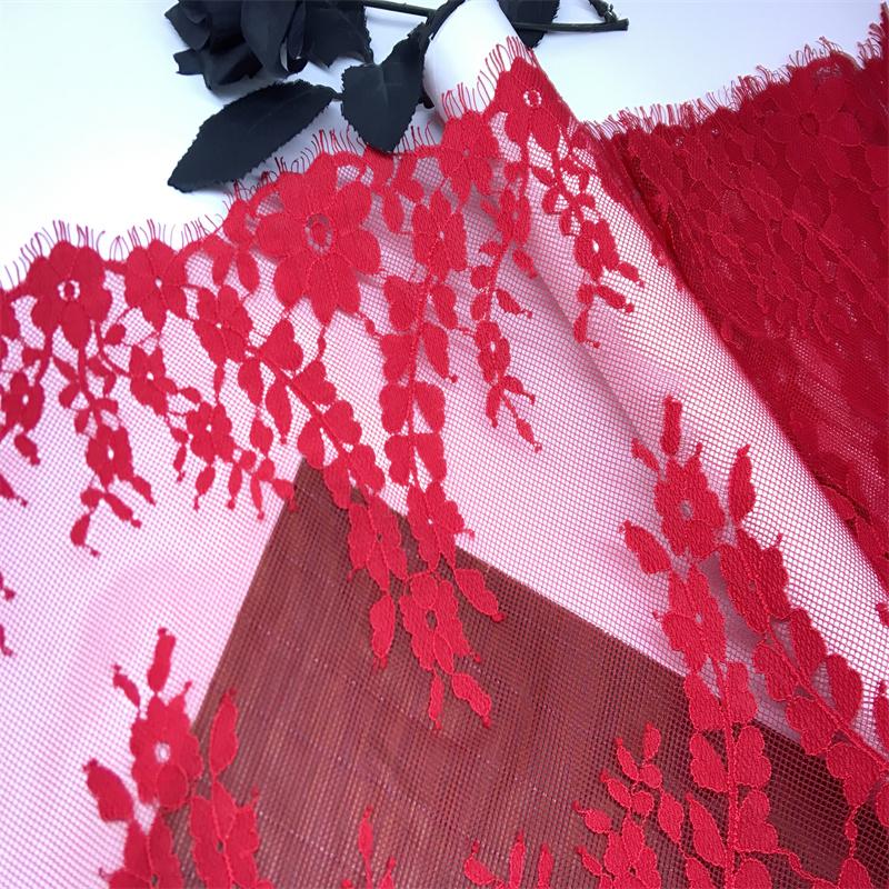 Красное кружево шантильи 3 м x 30 см, неэластичное нейлоновое кружево с ресничками для шитья, бюстгальтера, нижнего белья, платья, одежды, рукоделия