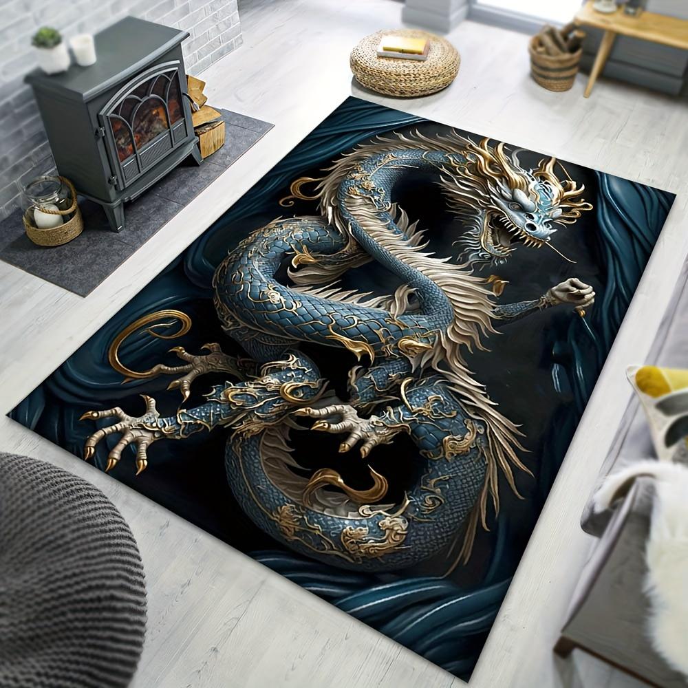 1pc Cool Dragon Pattern Carpet, Area Rug For Living Room Bedroom Room Bed Chair Laundry Entryway Corridor Yard Non-slip Outdoor Camping Rug