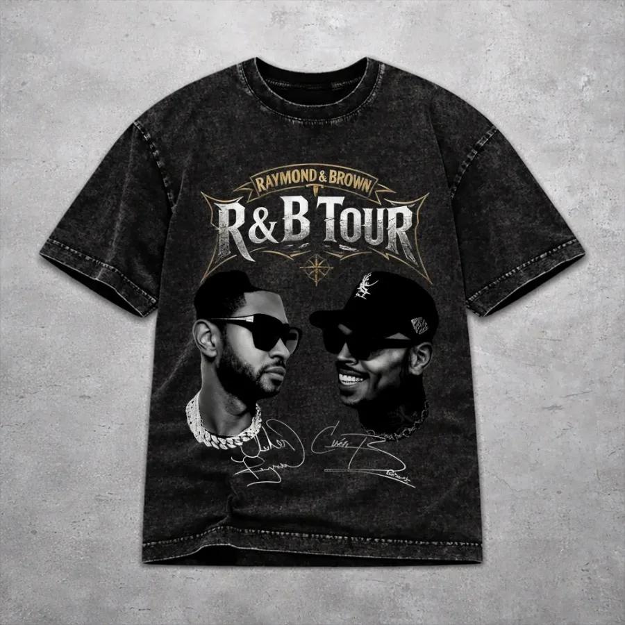 Chris Brown The RB Tour 2026 T-shirt for Men's Clothing Vintage Y2k Washed Oversized T Shirt Short Sleeve 100% Cotton Tees Top9
