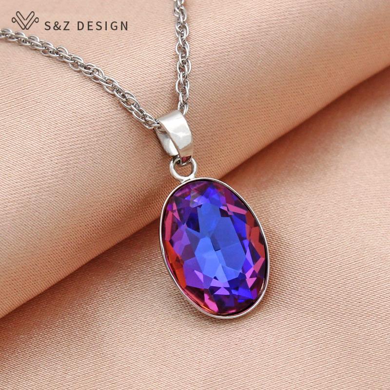 Модное ожерелье в форме яйца с овальным кристаллом и подвеской для женщин, свадебные украшения цвета розового золота