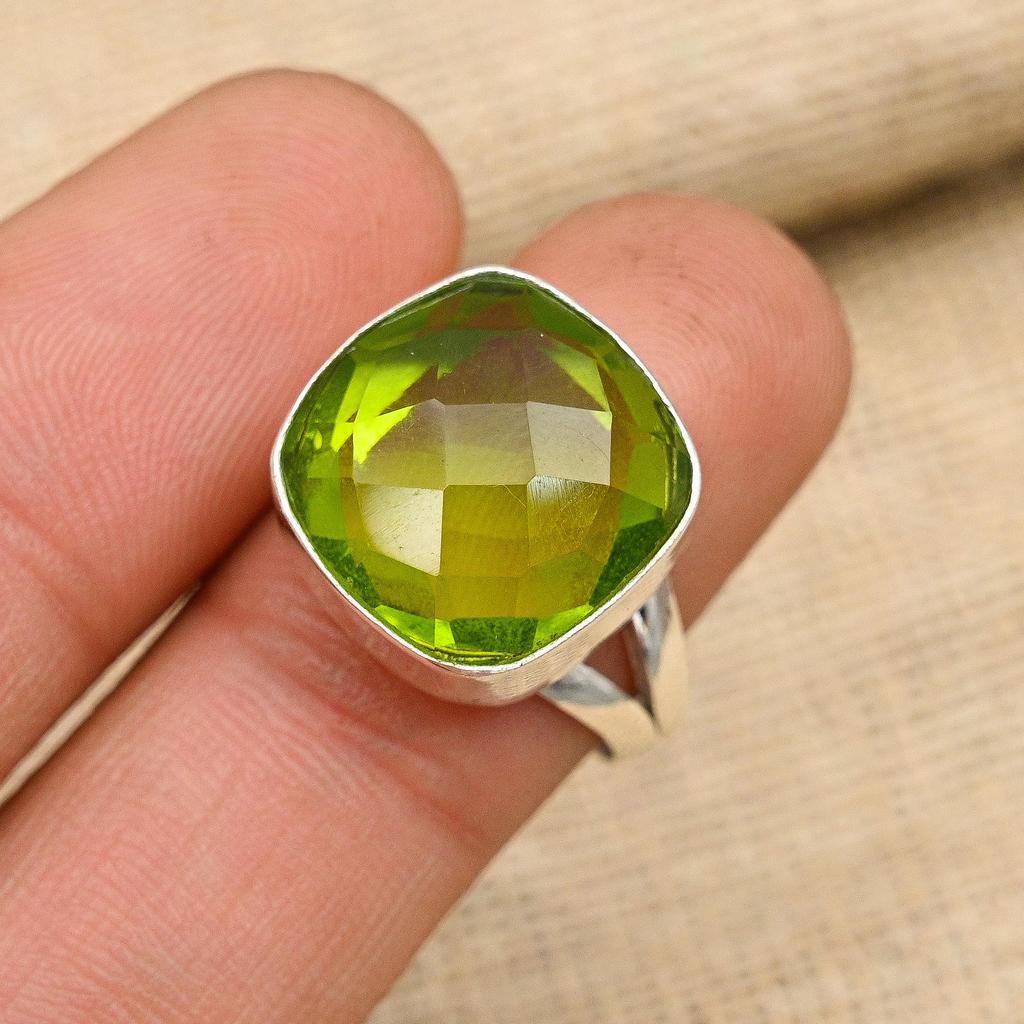 Удивительный драгоценный камень перидот из стерлингового серебра 925 пробы, ювелирные изделия ручной работы, прекрасное кольцо для нее