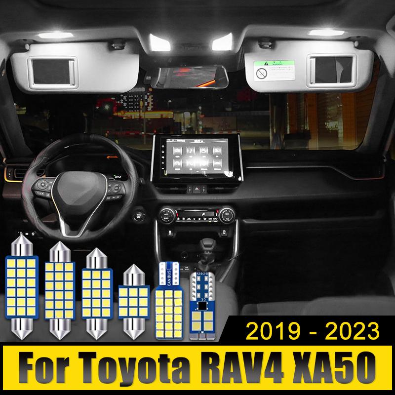 Для Toyota RAV4 XA50 2019 2020 2021 2022 2023 RAV 4 Hybrid 6 шт. 12 В светодиодные лампы для чтения в куполе автомобиля, лампы для зеркала, лампы для багажника