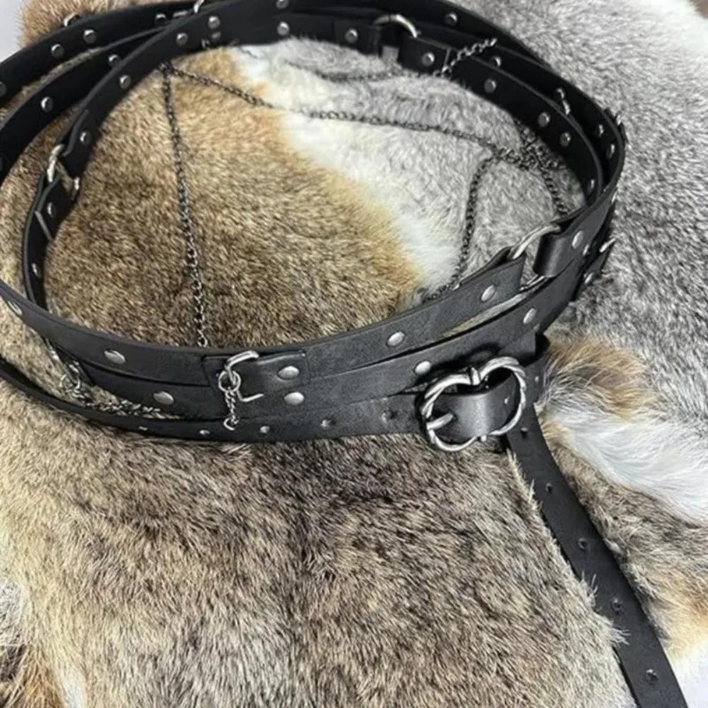 Metal Pin Buckle Viking Waist Belts Adjustable Chain Belt  Dress Wear
