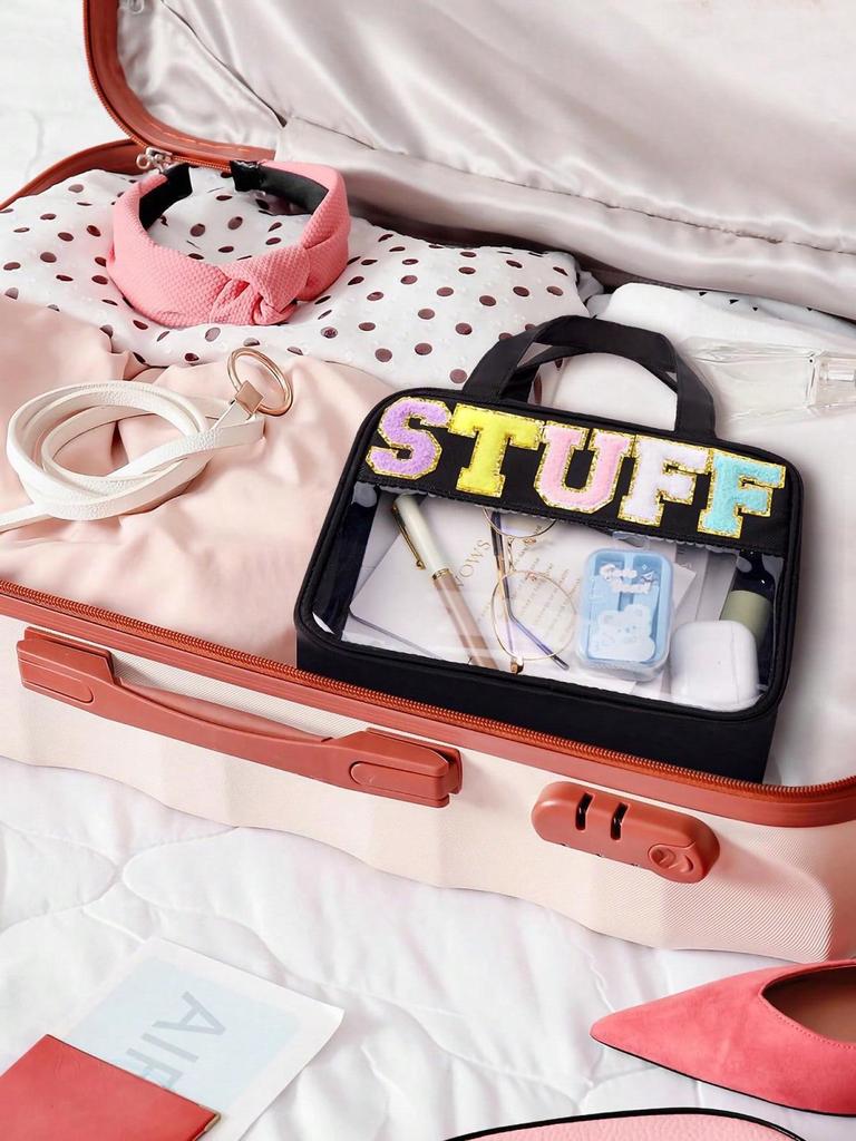 Прозрачная косметичка из ПВХ с пересечением границ - большая вместимость, многофункциональная, портативная сумка для хранения туалетных принадлежностей