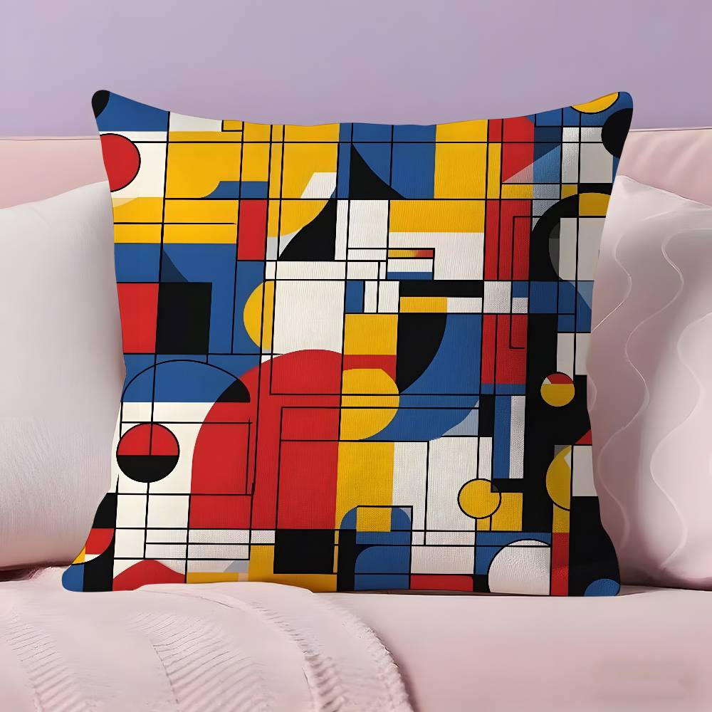 Abstract Painting PPiet Mondrian Art Pillow Case Ultra Soft Skin Friendly Fabric Cloud Like Comfort  Concealed Zipper