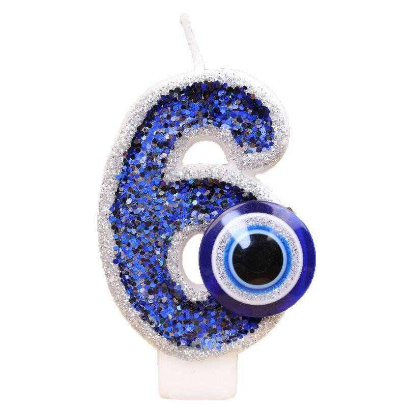 Цифровая свеча для торта на день рождения, украшение для вечеринки, ручная работа, сделай сам, цифровая свеча, дьявольский глаз