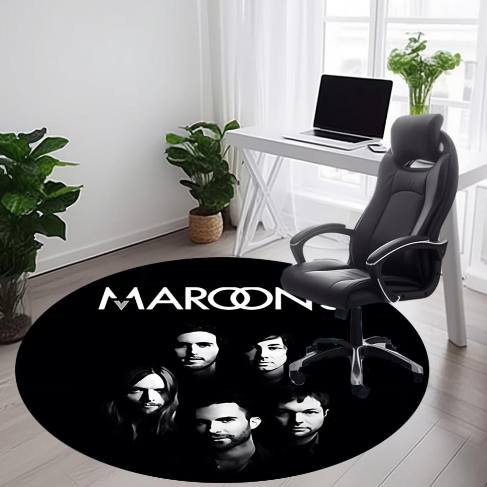 1 шт. Круглый коврик Maroon 5 для офиса - Идеально подходит для декора офиса или кабинета, Можно стирать в машине, Нескользящая основа, Декоративный коврик для пола