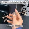 Ladies Square Near Sight Glasses Fashion Men Women Rimless Anti Blue Light Myopia Eyeglasses Finished Optical Eyewear Diopter