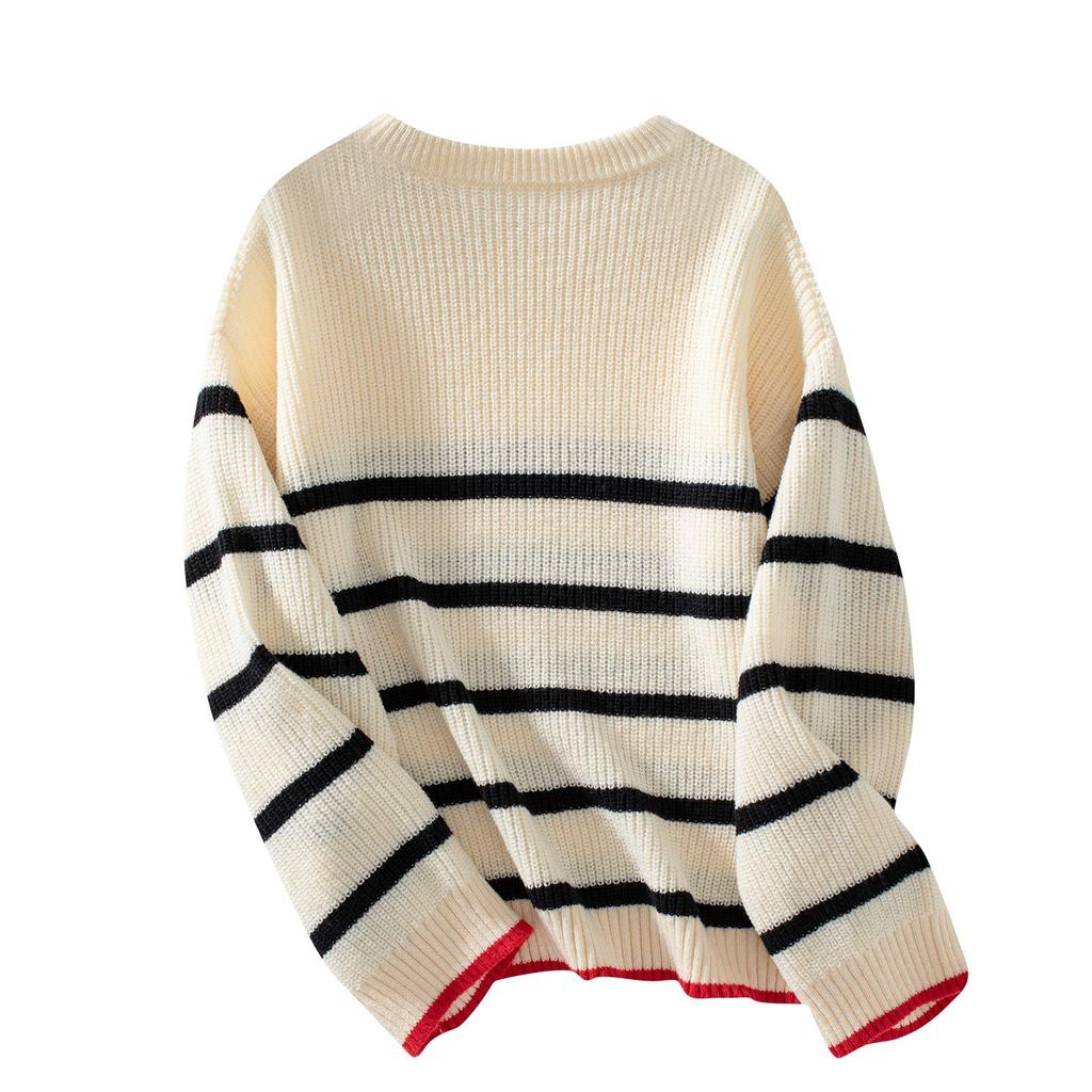 Женская повседневная мода с круглым вырезом и длинными рукавами, вязаный свитер с принтом, топ