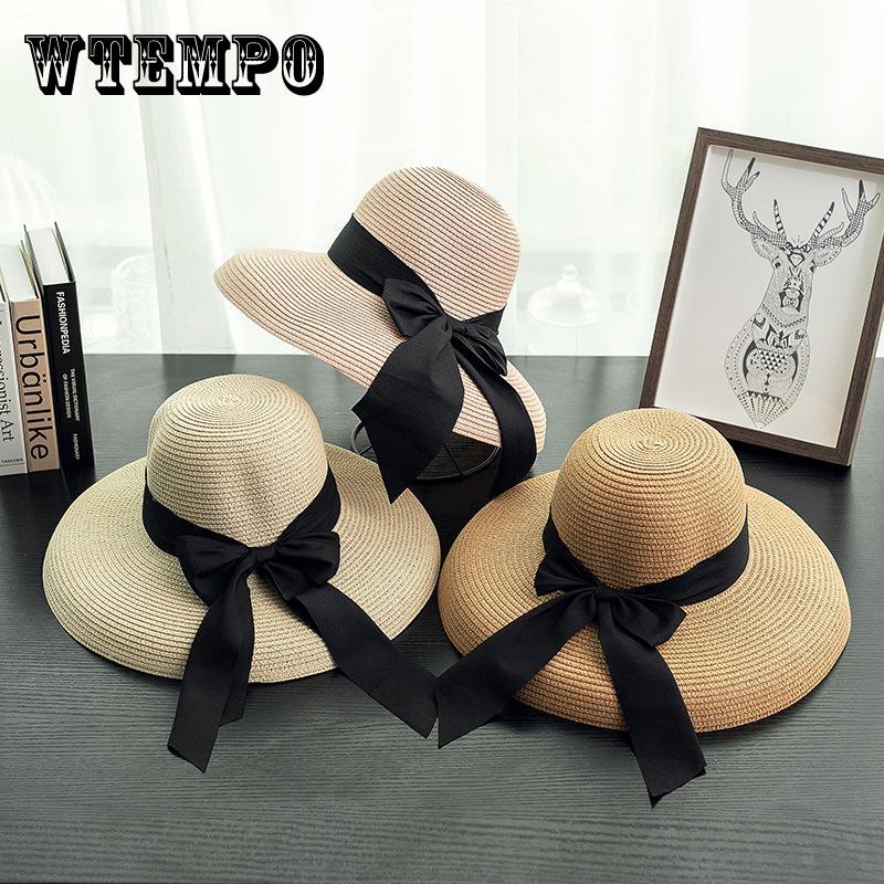 Широкополая шляпа от солнца для женщин - складная пляжная кепка для путешествий с защитой от ультрафиолета, повседневная плетеная шляпа для отдыха на открытом воздухе без перьев