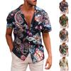 Мужские гавайские рубашки с короткими рукавами и пуговицами с принтом. Мужские повседневные модные рубашки с короткими рукавами.