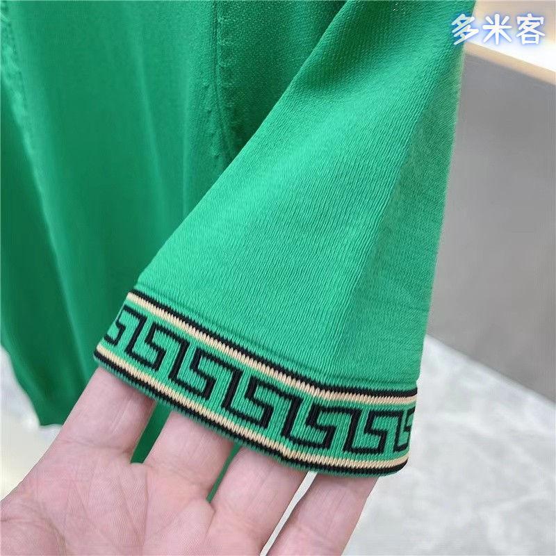 Новая летняя мужская футболка с коротким рукавом из ледяного шелка, повседневная, модная, брендовая, тонкая, дышащая, с круглым вырезом, вышитая, трикотажная футболка