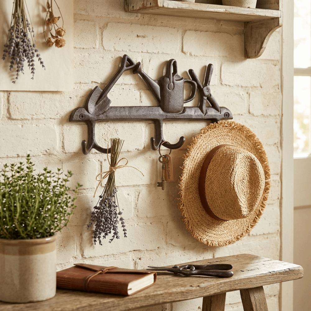 Classic Retro Aesthetic Decorative Wall Hanging Organizer Cast Iron Wall Decor Hook Balcony