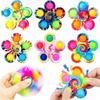 Tie Dye Flower Shape Fidget Spinner Push Bubble Hand Finger Toy ADHD Anxiety Stress Relief Fun Sensory Portable Kids Gift
