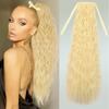Synthetic Corn Wave Double Strap Ponytail Extension Wrap Around Long Curly Wavy Pony Tail Extension Black Ponytails Hairpiece For Wome