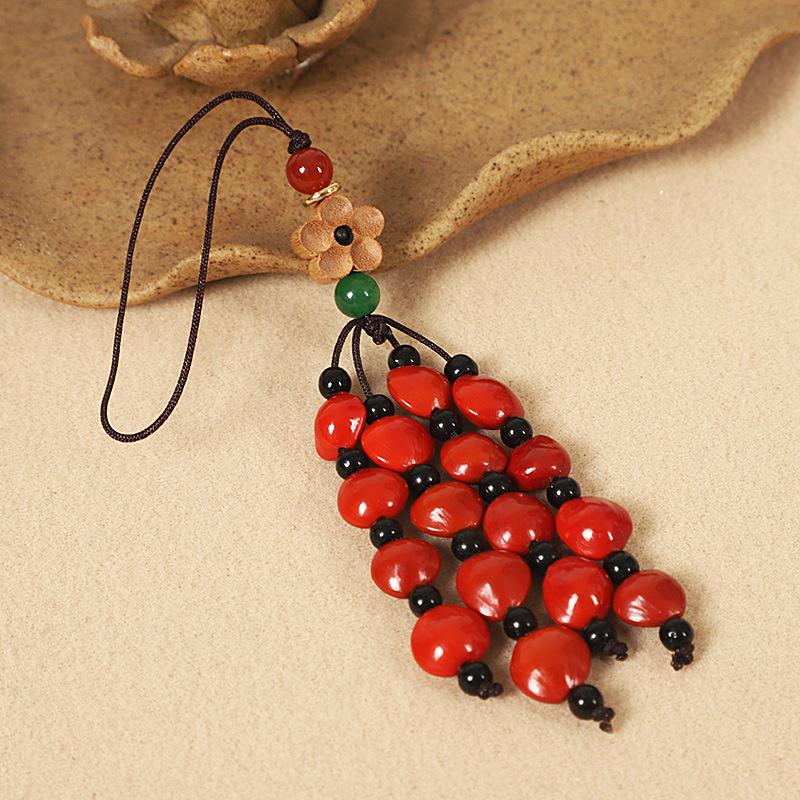 Red Beans & Acacia Bean Bodhi Phone and USB Drive Pendants, Zodiac-Themed Gifts