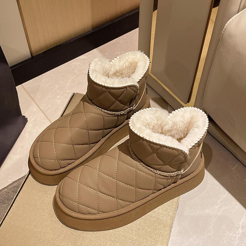 Зимние водонепроницаемые теплые короткие зимние ботинки на толстой подошве для женщин